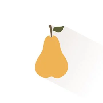 Yellow pear icon with shadow. Flat vector illustration Stock Illustration