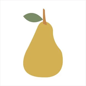 Yellow pear. Isolated element on a white background. Hand drawing. Stock Illustration