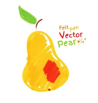 Yellow pear with leaf Stock Illustration