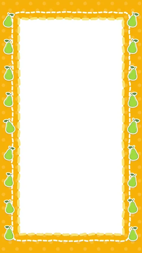 Yellow Pear Pattern Vertical Notebook Paper Border Animation Loop Stock Footage 348633397