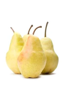 Yellow pears on a white background. Stock Photos