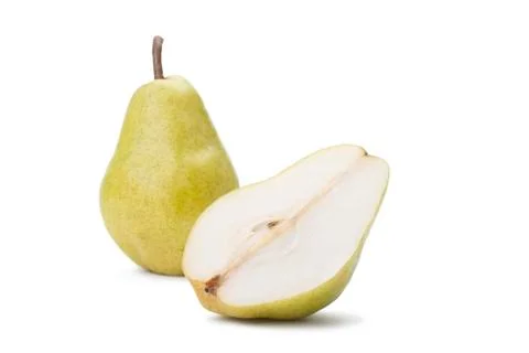 Yellow pears on a white background. Stock Photos