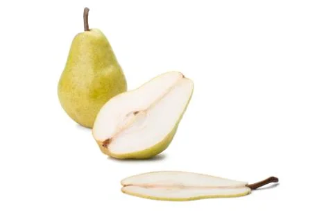 Yellow pears on a white background. Stock Photos
