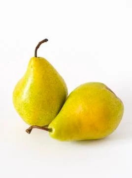 Yellow pears on a white background Stock Photos