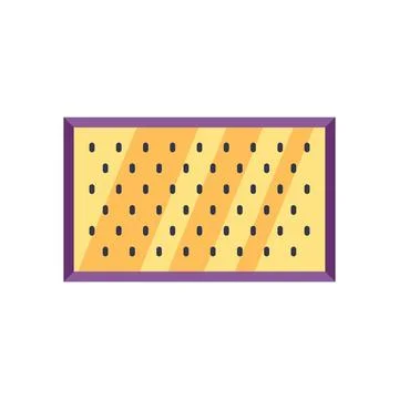 Yellow pegboard with purple frame hanging on wall, ready for organizing Stock Illustration