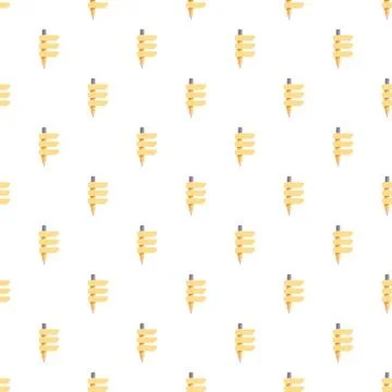 Yellow pencil with banner seamless pattern creating background Illustration