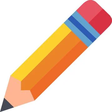 Yellow pencil flat icon design illustration Stock Illustration
