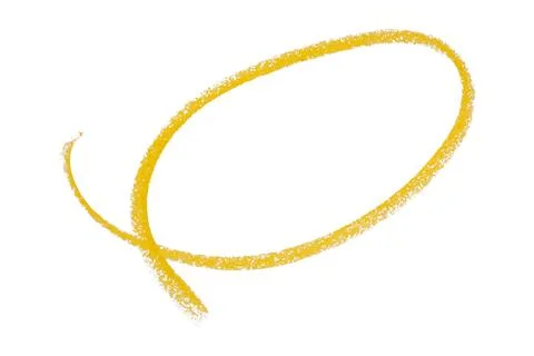 Yellow pencil highlight circle mark isolated on white background Illustrazione stock