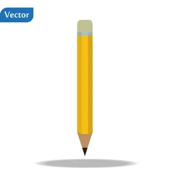 Yellow pencil icon with eraser. Vector illustration eps10 Stock Illustration