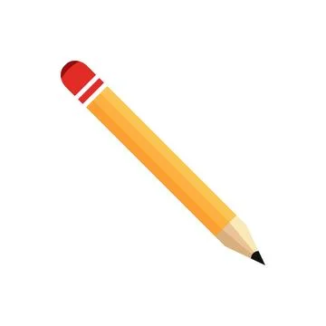 Yellow pencil with a red eraser vector illustration isolated on white backg.. Stock Illustration