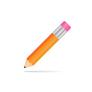 Yellow pencil with a rubber band on a white background. Stock Illustration