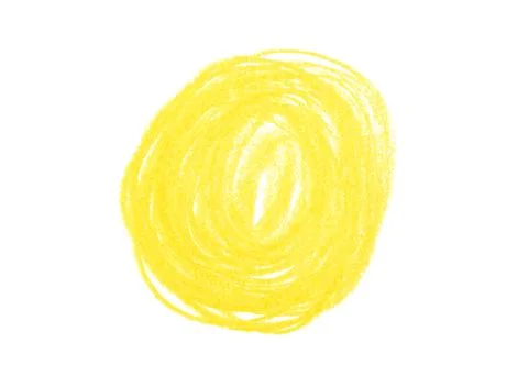 Yellow pencil scribble on white background, top view Stock Photos