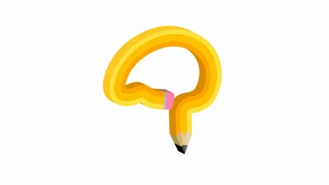 Yellow pencil in the shape of human brain. Stock Footage 128734242