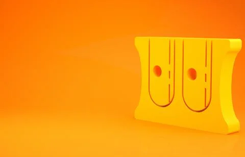 Yellow Pencil sharpener icon isolated on orange background. Minimalism concep 스톡 일러스트