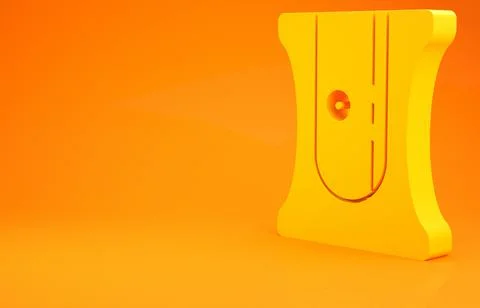 Yellow Pencil sharpener icon isolated on orange background. Minimalism concep 스톡 일러스트