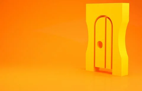 Yellow Pencil sharpener icon isolated on orange background. Minimalism concep 스톡 일러스트