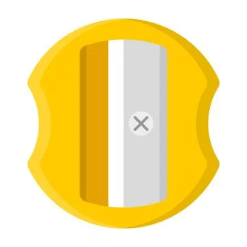 Yellow pencil sharpener isolated on white background. Cartoon style. Vector i Stock Illustration