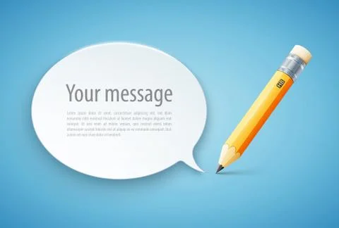Yellow pencil with speech bubble Illustrazione stock
