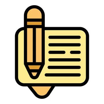 Yellow pencil taking notes on notepad with lines for writing Stock Illustration