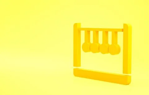 Yellow Pendulum icon isolated on yellow background. Newtons cradle. Minimalis Stock Illustration