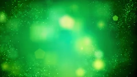 Yellow Pentagon Shaped With Particles Floating Over Green Background Stock Footage 142631321