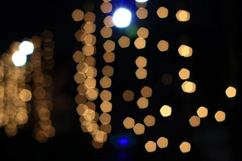 Yellow pentagonal five sided bokeh for overlay background christmas valentine Stock Photos