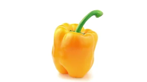 Yellow Pepper 360 degree turning on the white background. Full HD loop video Stock Footage 74480788