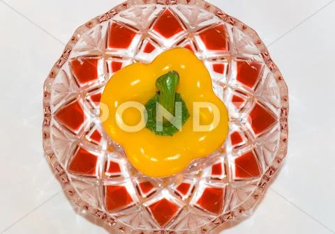 Yellow pepper in a beautiful vase Stock Photos