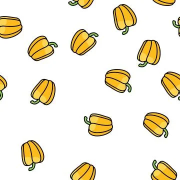 Yellow pepper food vector seamless pattern Illustrazione stock