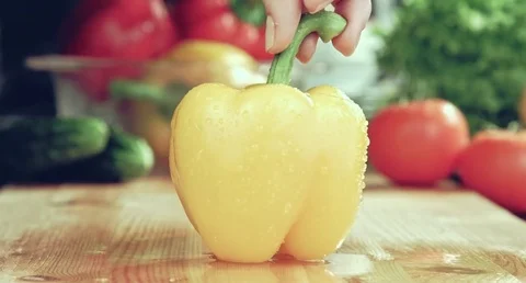 Yellow pepper. Stock Footage 80249446