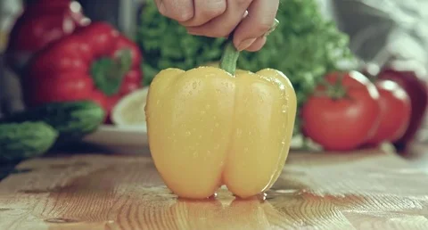 Yellow pepper. Stock Footage 80250791