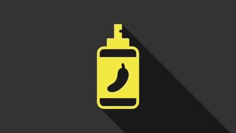 Yellow Pepper spray icon isolated on grey background. OC gas. Capsicum self Stock Footage 147707970