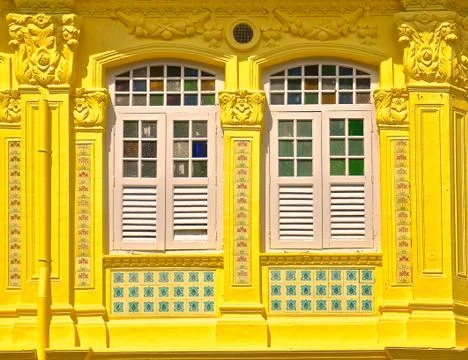 Yellow peranakan windows Stock Photos