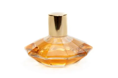 Yellow perfume bottle Stock Photos