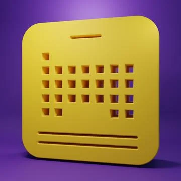 Yellow Periodic table of the elements icon isolated on purple background. M.. イラスト素材