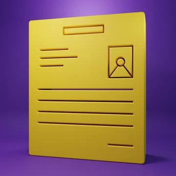 Yellow Personal document icon isolated on purple background. File icon. Che.. Stock Illustration