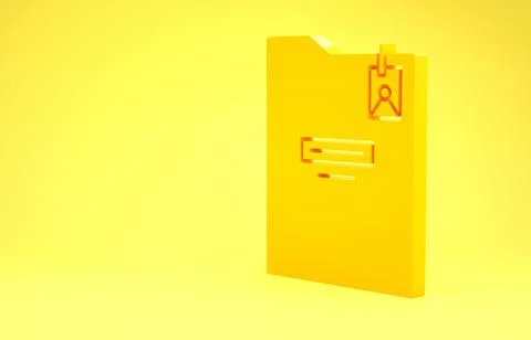 Yellow Personal folder icon isolated on yellow background. Minimalism concept Illustrazione stock