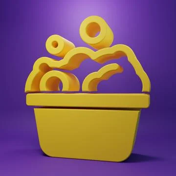 Yellow Pets bath icon isolated on purple background. Minimalism concept. 3D.. Stock Illustration