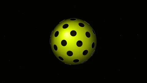 Yellow pickleball ball spinning in deep space against black cosmic starry b.. Stock-Footage 341733797