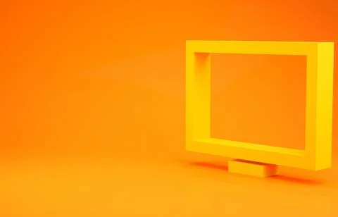 Yellow Picture frame on table icon isolated on orange background. Minimalism  Stock Illustration