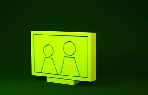 Yellow Picture frame on table icon isolated on green background. Minimalism c Stock Illustration