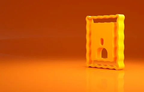 Yellow Picture frame on table icon isolated on orange background. Valentines Day 스톡 일러스트