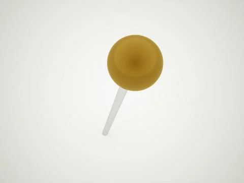 Yellow pierced push pin rendered Stock Illustration