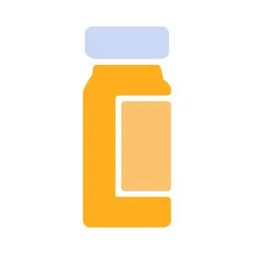 Yellow Pill Bottle With White Cap Icon Stock Illustration