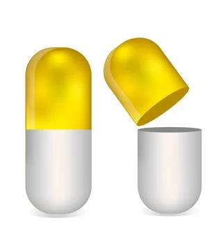 Yellow Pill flat icon isolated on white background. Stock Illustration