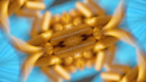 Yellow Pills Abstract Creative Psychedelic Mirroring Effect Background Stock Footage 289451282
