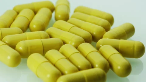 Yellow pills. Stock Footage 44894259