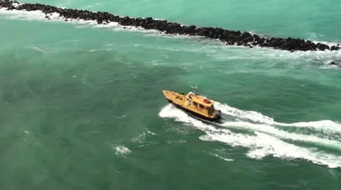 Yellow Pilot Boat Stock Footage 43163021