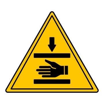 Yellow Pinch Point Sign. Vector Icon. Hand Injury, Hand Crushing. Danger Wa.. Stock Illustration