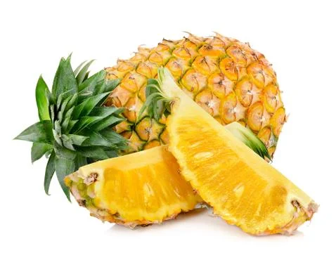 Yellow pineapple isolated Stock Photos